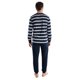 thumbnail image 3 of TOM TAILOR Pijama largo para hombre, puños, cuello redondo, rayas, jersey sencillo, algodón Azul/Blanco M (Medium), 3 of 4