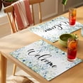 thumbnail image 4 of Watercolor Flowers Placemats Set of 8 Blue Garden Floral Farm Botanical Place Mats Indoor Wipeable Table Mats Washable Cloth Dining Table Placemats for Kitchen Holiday Party Home Decor 13x19 Inch, 4 of 9
