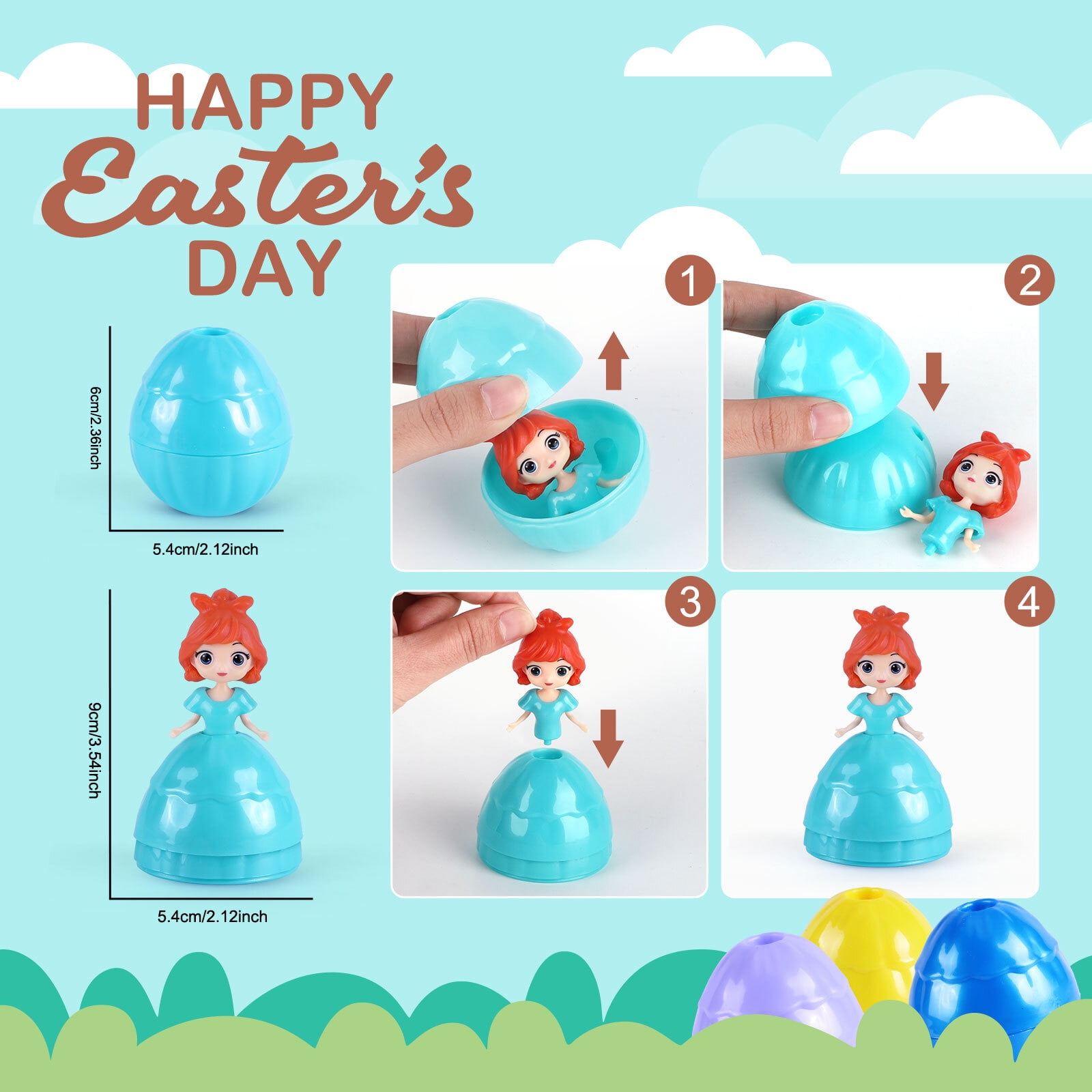 Sumsoltic 12 Pack Prefilled Easter Eggs with Toys, Easter Basket Stuffers and Egg Hunt Fillers for Kids Ages 3+, Easter Party Favors and Gifts