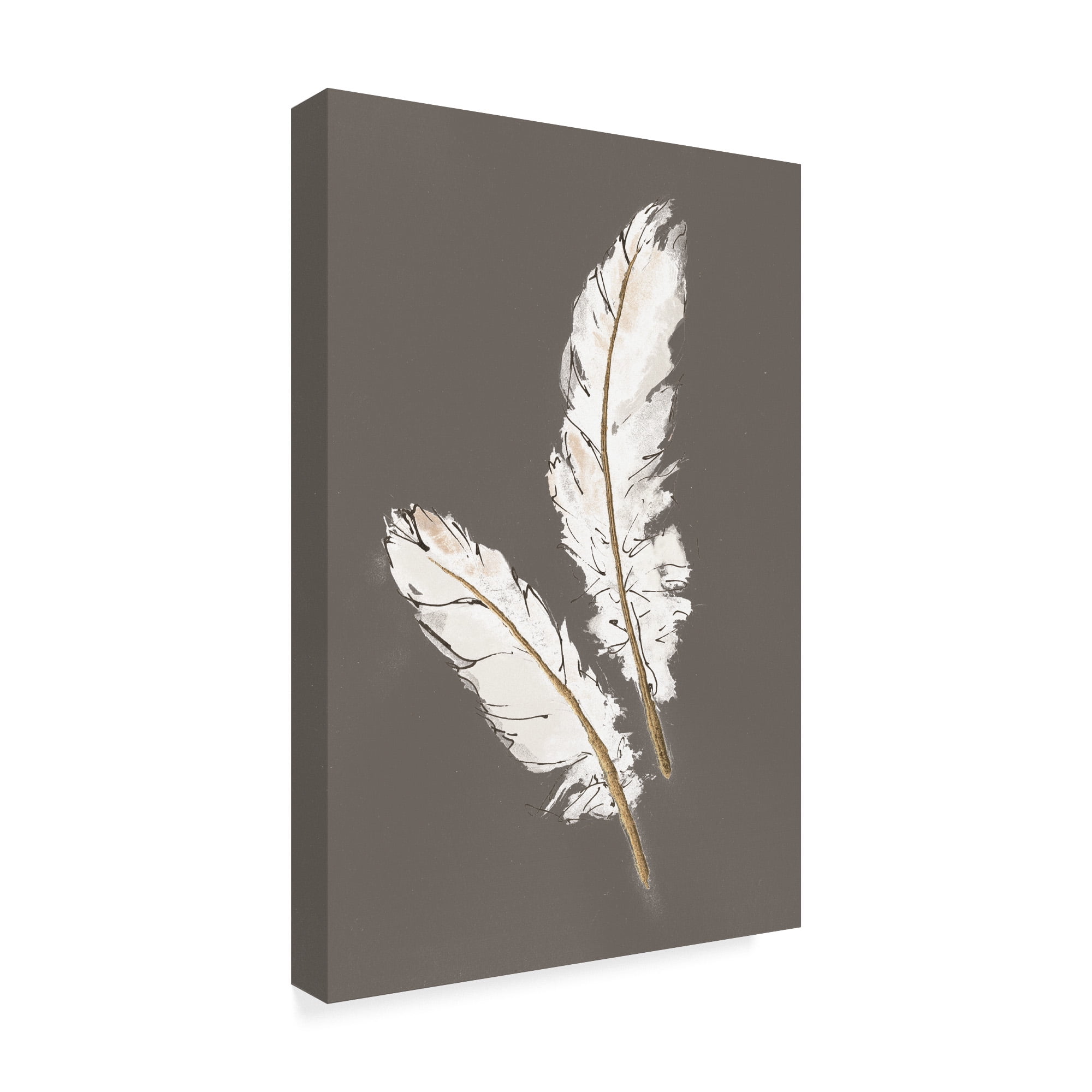 Trademark Fine Art 'Gold Feathers I on Grey' Canvas Art by Chris Paschke