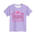 thumbnail image 4 of ITSAME Girls T-Shirt, Mother's Day Print Round Neck Short Sleeve Festival Casual Comfortable Tops for Kids Purple Size 14-15T, 4 of 5