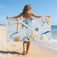 thumbnail image 1 of Amzcrzy Polyester Ocean Elements Beach Towel Oceans-Themed Beach Towel Starfishs Seashells and Sea Turtle Fast-Drying Absorbent Bath Towel Microfiber Beach Towel Non-Functional Blankets, 1 of 6