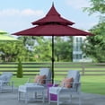 thumbnail image 2 of Maypex Outdoor Patio Umbrella 9 Ft Pagoda with Crank, No Tilt, Burgundy, 2 of 6