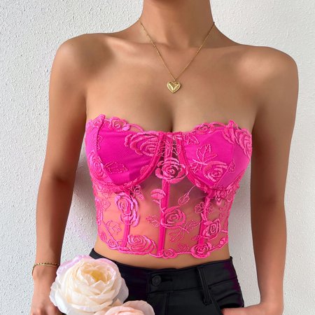 

Yubatuo Lingerie for Women Spliced Three-Dimensional Flower Steel Ring Wrapped Breast Fishbone Slim Vest Embroidery Lingerie