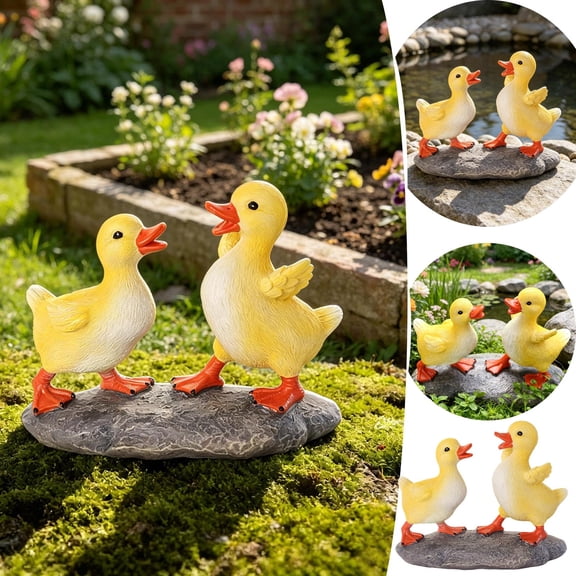 2 Pcs Resin Duck Figures Ducks Statue Duckling Outdoor Garden Statues for Patio Lawn Outdoor Yard Pond Decorations
