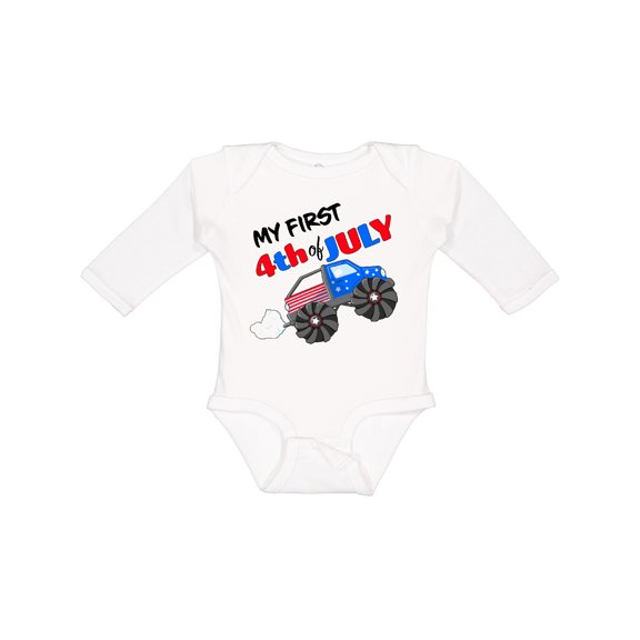 Inktastic My First Fourth of July Monster Truck Boys or Girls Long Sleeve Baby Bodysuit