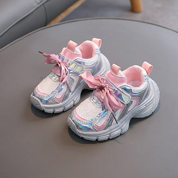 Eltusu Toddler Girls Sneakers, Walking Lace up No Slip Lightweight Runing Shoes Pink Size 8(Toddler)