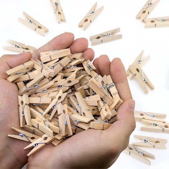 XIBUFE 1.4 Inch Mini Clothes Pins for Photo,130 Pcs Small Clothes Pins,Wooden Clothespins for Baby Shower,Party,Crafts DIY Project
