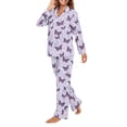 thumbnail image 2 of SCRAWLGOD Butterfly Pjs Women Long Sleeve Button Pajamas for Women Sleepwear Set V Neck Womens Pajama Set of 2 Size 2XL Comfortable Pj Sets for Women Casual, 2 of 7