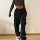 thumbnail image 3 of Pantalones Pantalones holgados para mujer, ajuste holgado, múltiples bolsillos, traje diario para niña picante (Negro L) Cgtredaw Negro T L para Mujer, 3 of 5