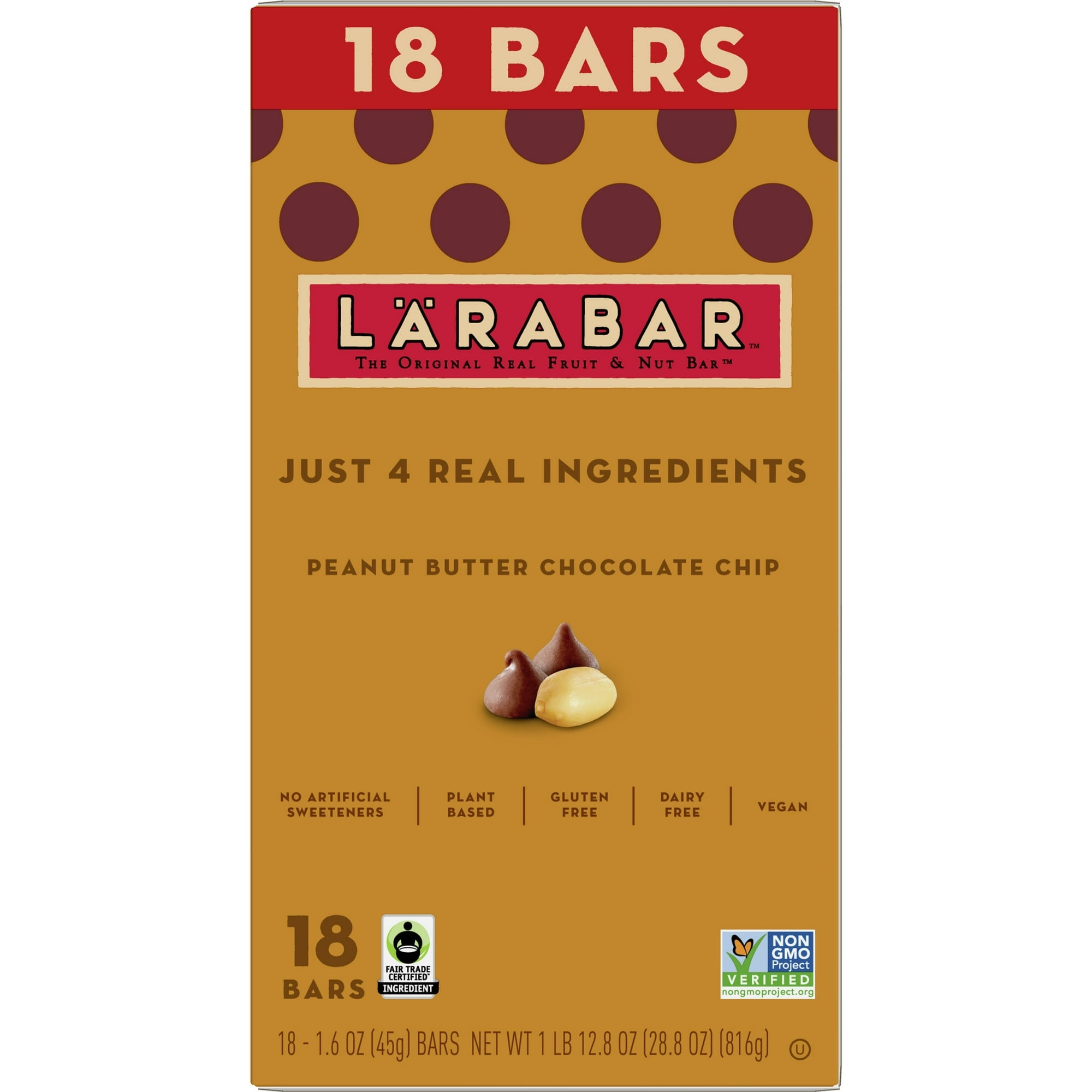 Larabar Peanut Butter Chocolate Chip, Gluten Free Fruit & Nut Bar, 18 Ct ( 3 Pack )