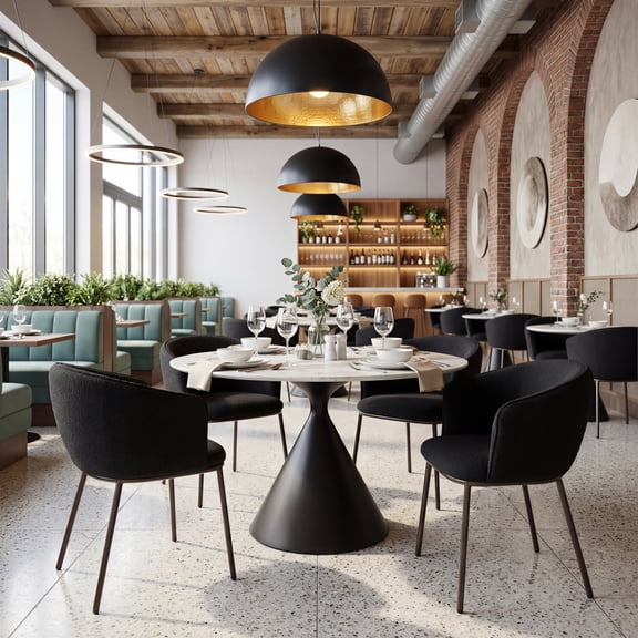 Essen Dining Chair Black & Bronze Dining Chair, Modern Style, Armrest support, Plywood, Indoor Dining