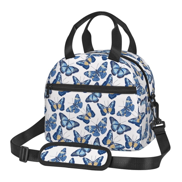 Disketp Beautiful Butterflies Lonchera Térmica para Mujer y Hombre, Bolsa de Almuerzo Reutilizable e Impermeable para Trabajo, Viajes y Picnic
