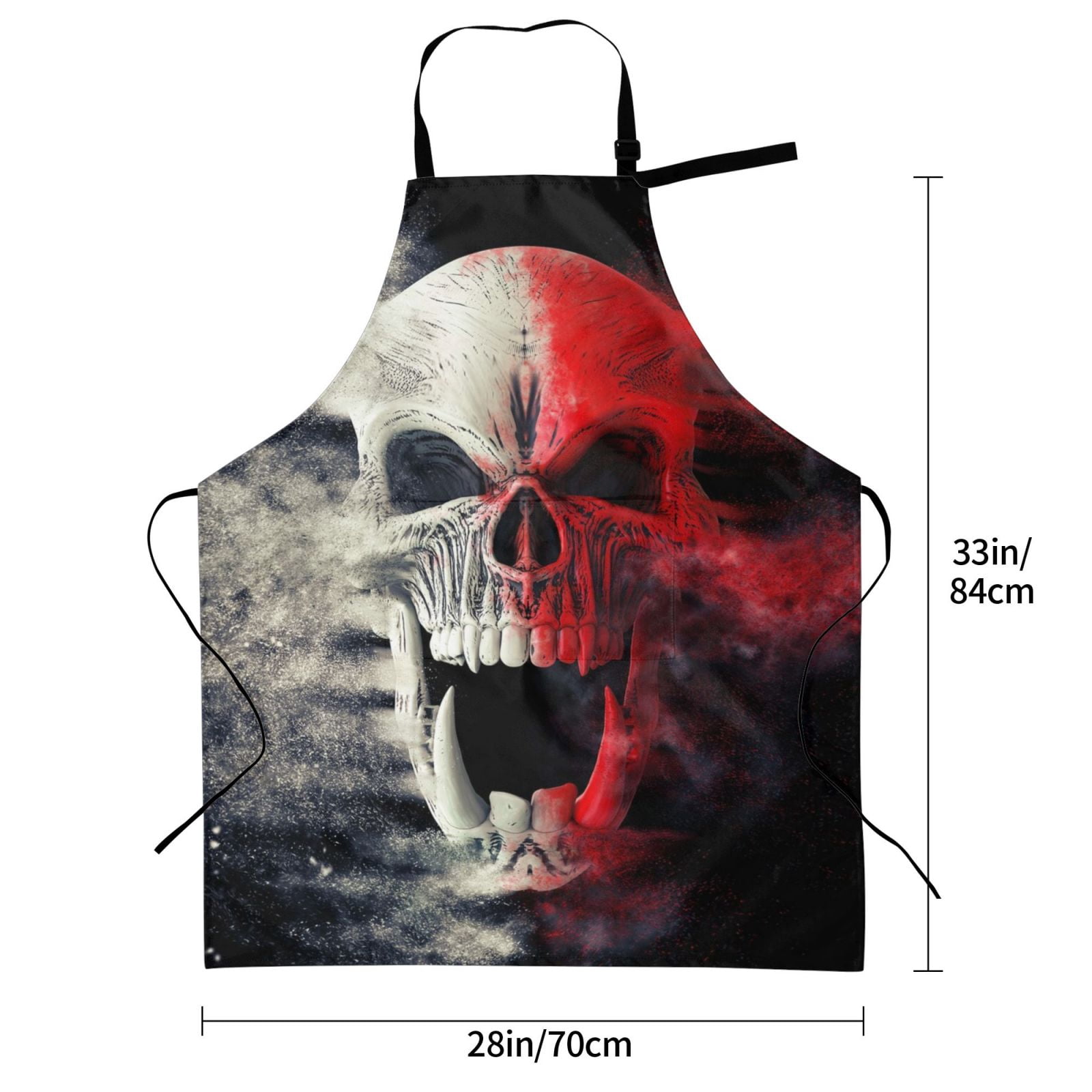 Kdxio Red And White Screaming Demon Skull Apron with Pockets Adjustable Kitchen Aprons for Men Women Waterproof Aprons for Cooking,Drawing,Crafting, Baking Household Cleaning