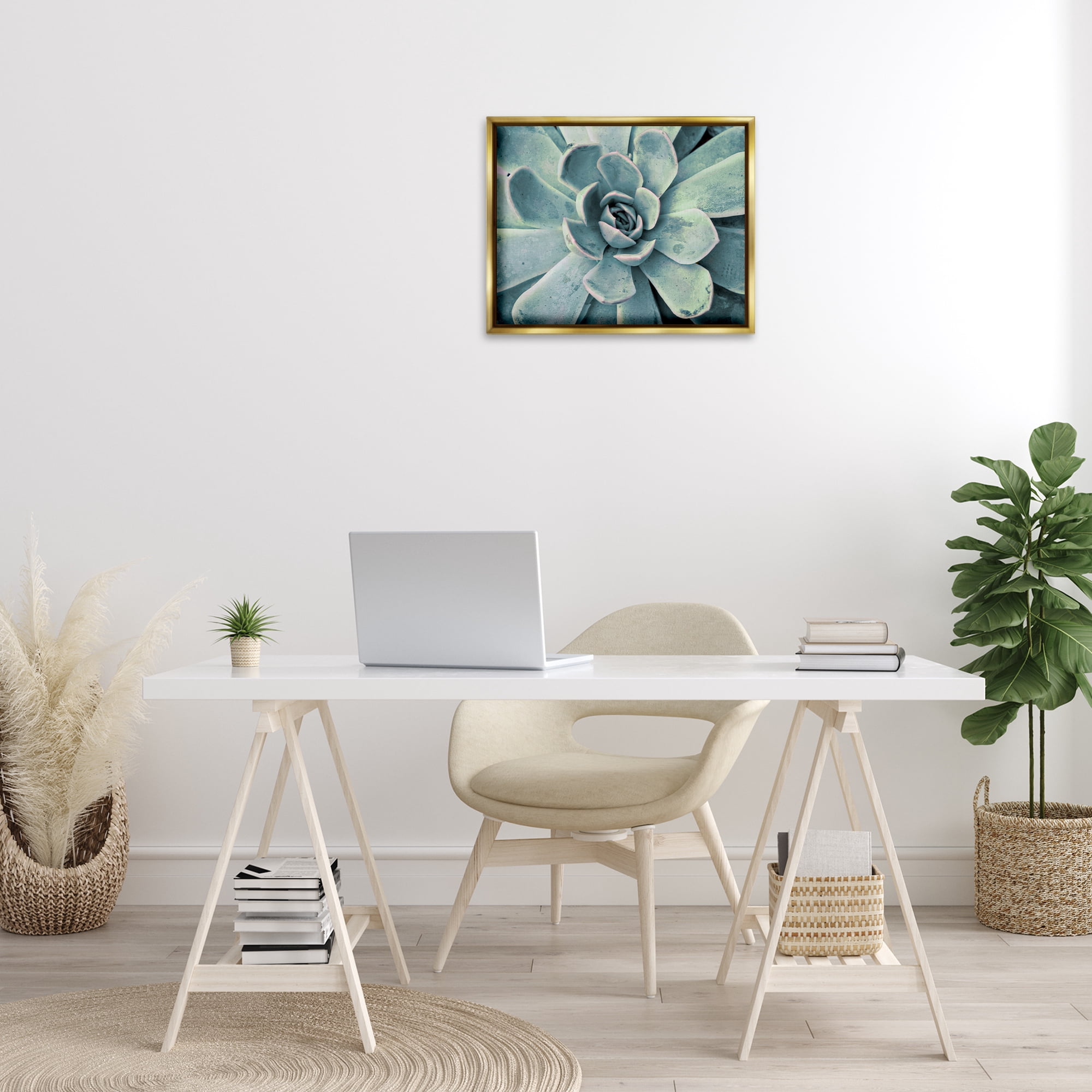 Stupell Industries Green Cactus Succulent Botanical & Floral Photography Gold Floater Framed Canvas Art Print Wall Art, 21 x 17