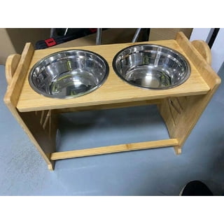 Reddy Stainless Steel & Bamboo Elevated Dog Bowl, 3 Cups
