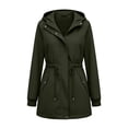 thumbnail image 4 of Hilenly Long Waterproof Rain Jacket Women Hooded Trench Coat Drawstring Waisted Rain Coats Windbreaker Jackets with Pockets, 4 of 8