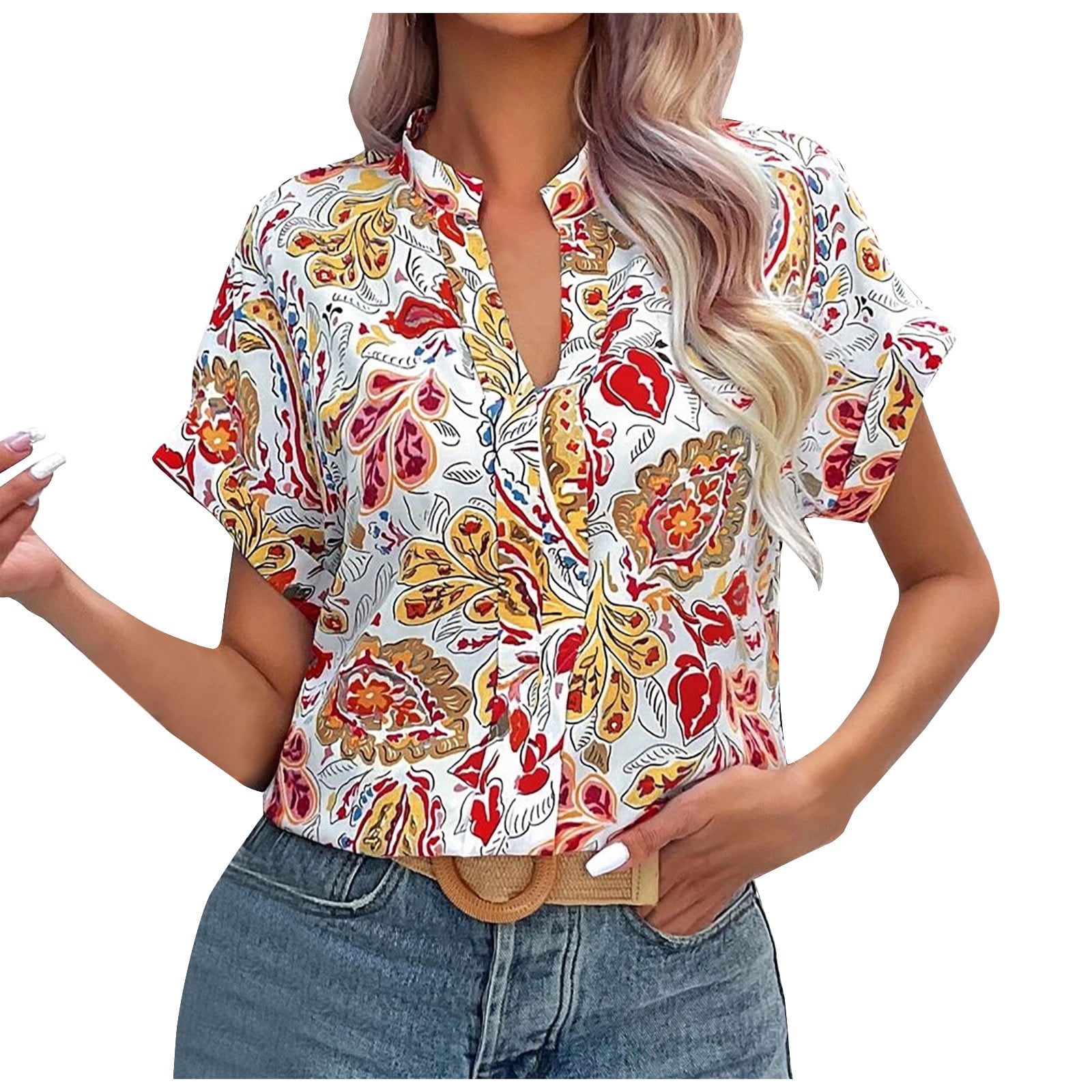 Mrat T Shirts for Women Short Sleeve Summer Blouses Fashion Ladies