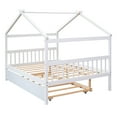 thumbnail image 6 of Harper & Bright Designs Full Size Wooden House Bed with Trundle, Wood Montessori Daybed Frame with Roof for, White, 6 of 12