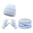thumbnail image 1 of MIASHUI Women's Scarf, Hat, and Gloves Three-Piece Set Winter Outdoor Riding Skiing Cold Protection Solid Color Knit Hat Warm Set Blue, 1 of 9