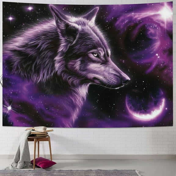 BCIIG Wolf Tapestry Vertical - Cool Aesthetic Animals Small Tapestry Wall Hangings | Wolf Decor Tapestry Featuring a Snow Wolf, Wild Animals Tapestries for Bedroom Aesthetic for Men