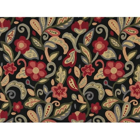 Contemporary Floral Fabric - Designer Fabrics K0023C 54 in. Wide Green, Red, Orange And Black, Floral Contemporary Upholstery Fabric