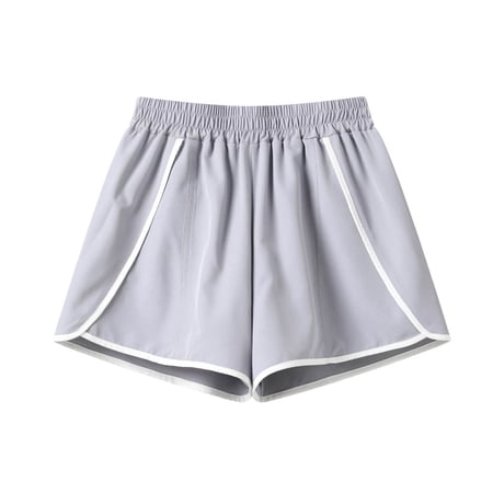 Girls Dolphin Hem Shorts High Waisted Athletic Quick Dry Moisture Wicking Lightweight Activewear with Contrast Piping Gray Size 8-9T