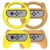 Mytrix Racing Steering Wheels Hand Grips Accessories For Nintendo Switch Joy Con with Kawaii Cat Ears - Yellow and Brown 4 Pcs