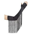thumbnail image 4 of PMVFHDE Women's Gloves Classic Long Style with Fringe, Fingerless Design for Themed Party Wedding Stage Black,One Size, 4 of 5