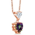 thumbnail image 4 of Gem Stone King 18K Rose Gold Plated Silver Pendant with Chain Mystic Topaz Moissanite (2.62 Cttw), 4 of 5