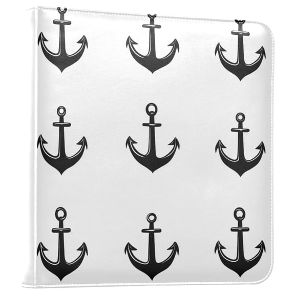 FORMRS 3 Ring Photo Album 4"x6" Self Adhesive Large Capacity PU Leather Cover, Anchor Pattern