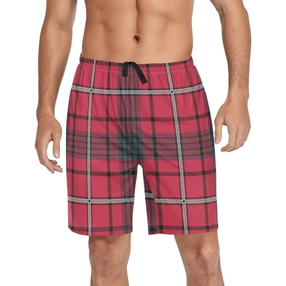 GZHJMY Buffalo Plaid Pajama Pants Short for Men, Lounge Pants Lightweight Men Pajama Bottoms with Drawstring Pockets, Christmas New Year Birthday Gifts, Medium