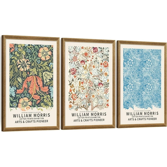 FCCUYE 3 Piece d Vintage Botanical Floral Canvas Wall Art Set, Matisse Van Gogh William Morris Paintings, Large Pictures Prints Wall Decor for Living Room Bedroom Bathroom Office, 16x24in