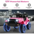 thumbnail image 4 of OLAKIDS Kids Ride On Truck, 12V Electric Vehicle Jeep Car with Remote Control, Toddlers Battery Powered Toy with 2 Speeds, Spring Suspension, Double Open Doors, LED Lights, Music, USB, Mp3 (Pink), 4 of 10