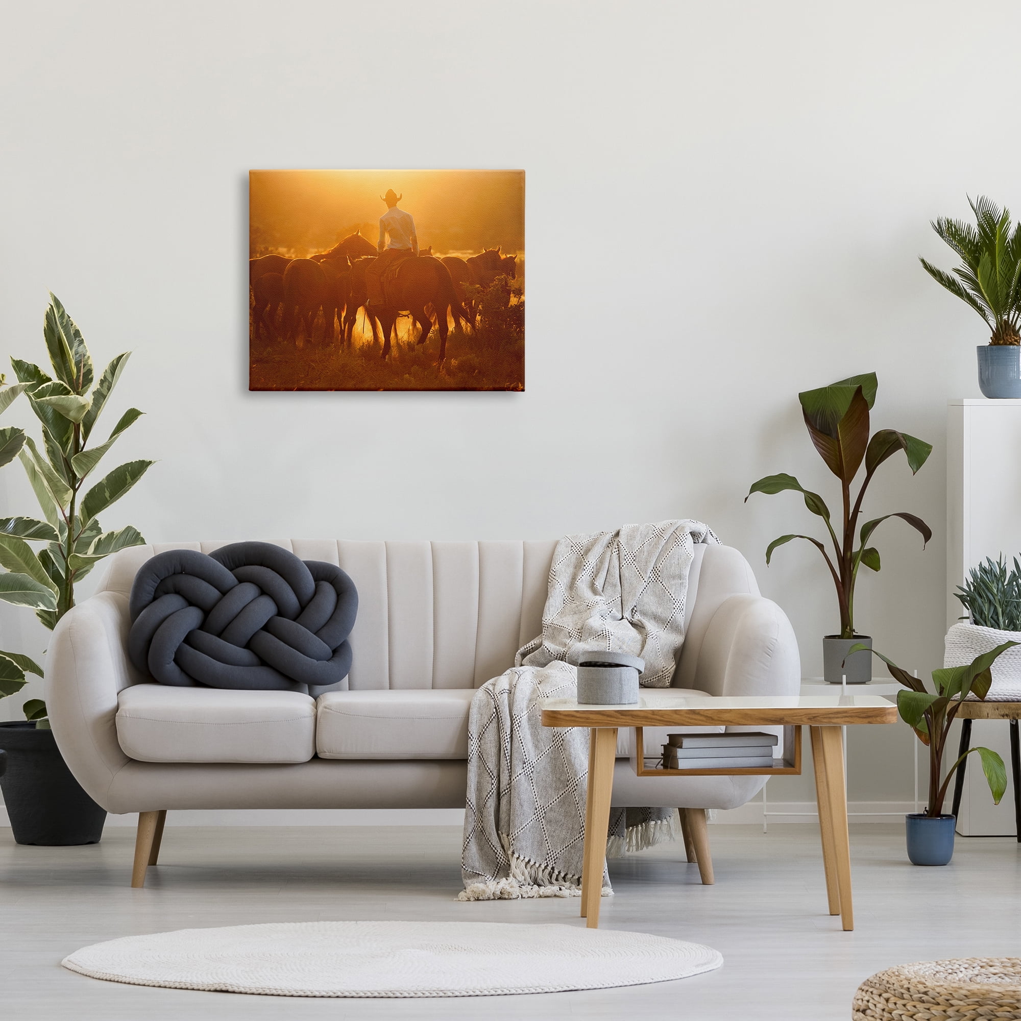 Stupell Industries Warm Sunlit Cowboy Riding Horse Rural Ranch Photograph Gallery Wrapped Canvas Print Wall Art, Design by Lisa Dearing
