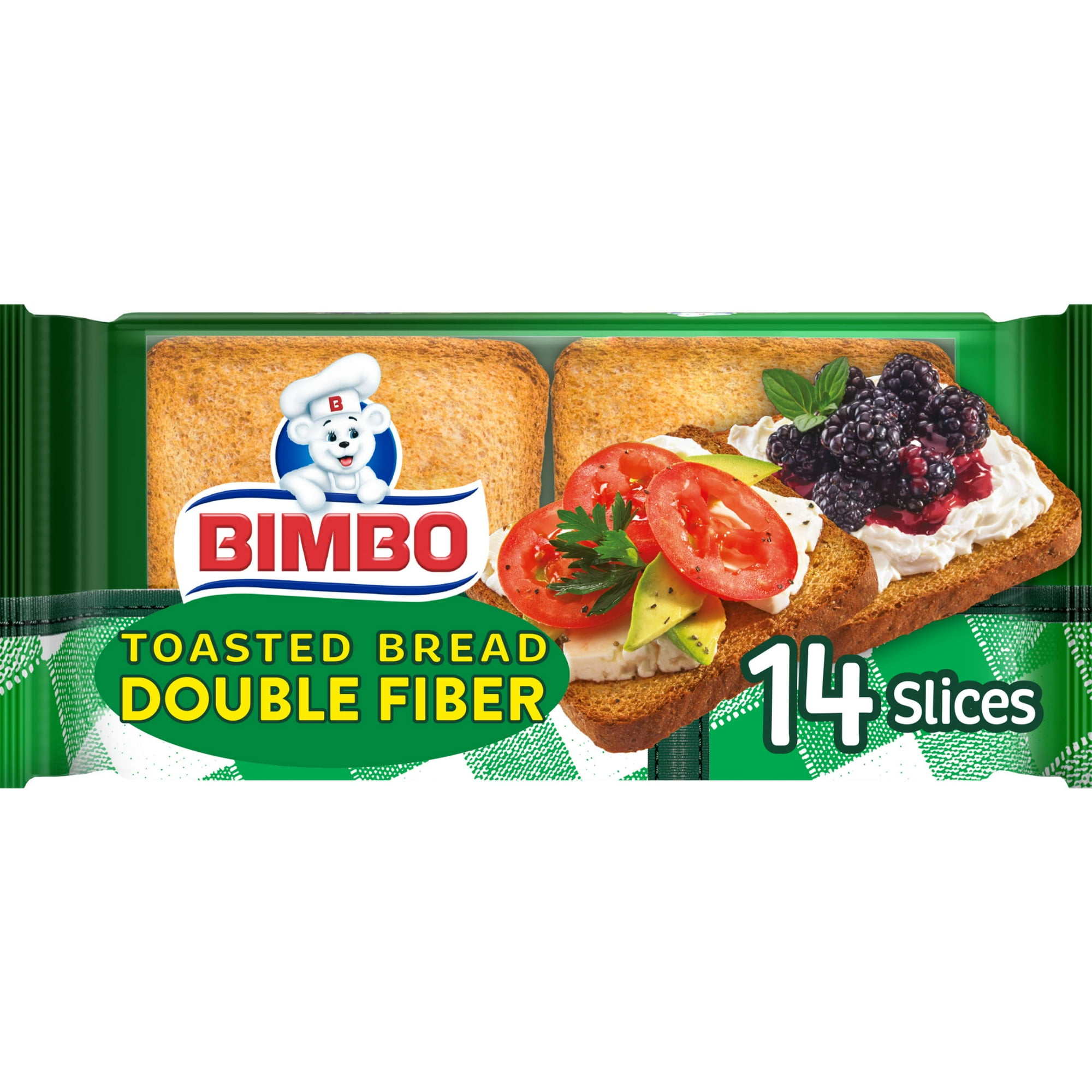Bimbo Pan Tostado Doble Fibra Toasted Bread, 14 count, Double Fiber Toasted Bread, 8.82 oz Bag