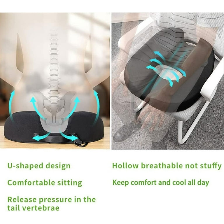 Tailbone cushion for prostate sciatica pelvic floor pressure relief memory foam chair cushion to restore pain Large