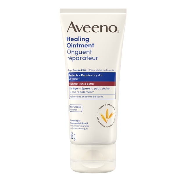 Aveeno Healing Ointment, with Triple Oat & Shea Butter to Repair & Protect Extra Dry, Cracked, Sensitive Skin, Fragrance-Free & Non-Greasy, 56 G