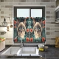 thumbnail image 4 of Yayeee Kitchen Curtains Tier Pair Light Filtering 27"x24" Rod Pocket Short Cafe Window Panel, Flowers And Cat, 4 of 7
