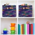 thumbnail image 6 of Yayeee Canvas Storage Basket with Handles for Shelves Fabric Bins Closet Organizer, Purple Waves Pattern, 6 of 8