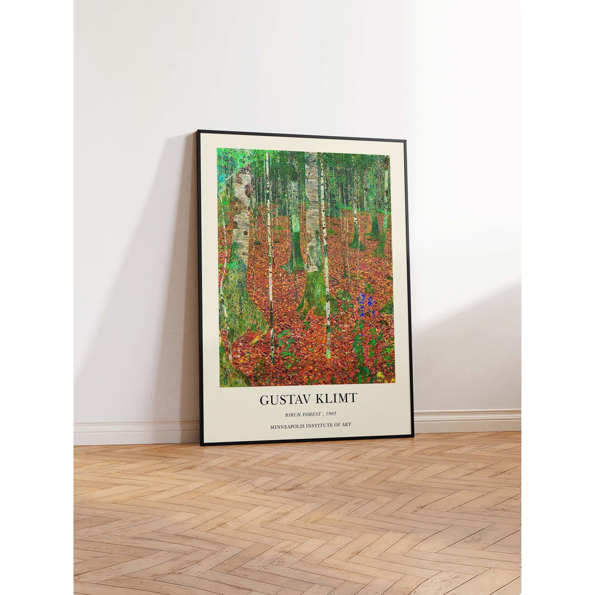 Gustav Klimt Vintage Modern Birch Forest Wall Art Print Modern Living Room And Office Decor