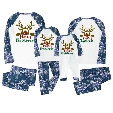 

Family Christmas Pajamas Christmas Women Mom Plaid Print Blouse Tops+Pants Family Clothes Pajamas