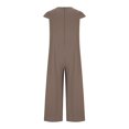 thumbnail image 4 of Jumpsuits for Women Summer Loose Wide Leg Jumpsuits Solid Color Plus Size Short Sleeve Rompers Overalls Brown S, 4 of 5