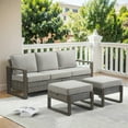 thumbnail image 2 of PARKWELL 3 Pieces Outdoor Patio Sofa Furniture Set,All-Weather Wicker Rattan Couch with 2 Ottomans,Gray, 2 of 10