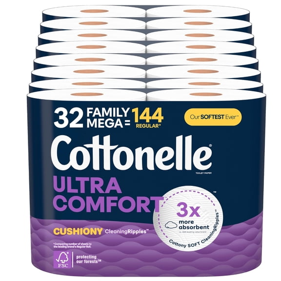 Cottonelle Ultra Comfort Toilet Paper 32 Family Mega Rolls 296 Sheets 2 Ply