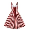 thumbnail image 3 of HKEJIAOI Liquidation Robes Décontractées pour Femmes Cadeau de Noël Mode Décontractée Sexy Été Bretelles Nœud Décoratif Panneau Rétro Robe Contrastée Rouge, 3 of 8