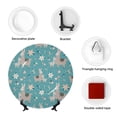 thumbnail image 4 of Daiia Teal Mama Llama Printed Pattern Ceramic Plate Dinner Plates Bone China Decorative Plates with Display Stand Art Ceramic Ornaments for Wall Hanging Decoration-7in, 4 of 6