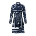 thumbnail image 1 of Seyurigaoka Women Juniors Elegant Printed Shirt One Piece Dress, Lapel Buttoned Neck Long Sleeve, 1 of 9