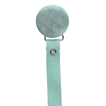 Quilted Pacifier Clip with Matching Suede Ribbon