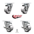 thumbnail image 2 of 3 Inch Semi Steel Wheel Swivel Top Plate Caster Set with 2 Brakes SCC, 2 of 2